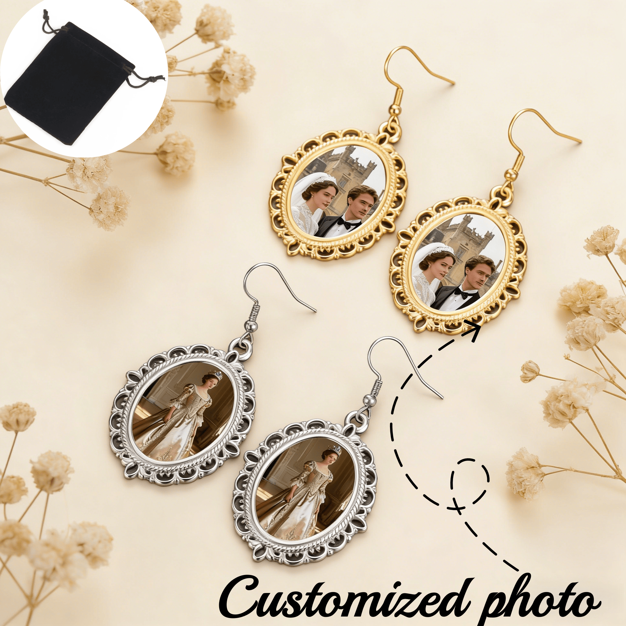 Vintage Fashion Photos - Customized photo hollowed out pattern oval