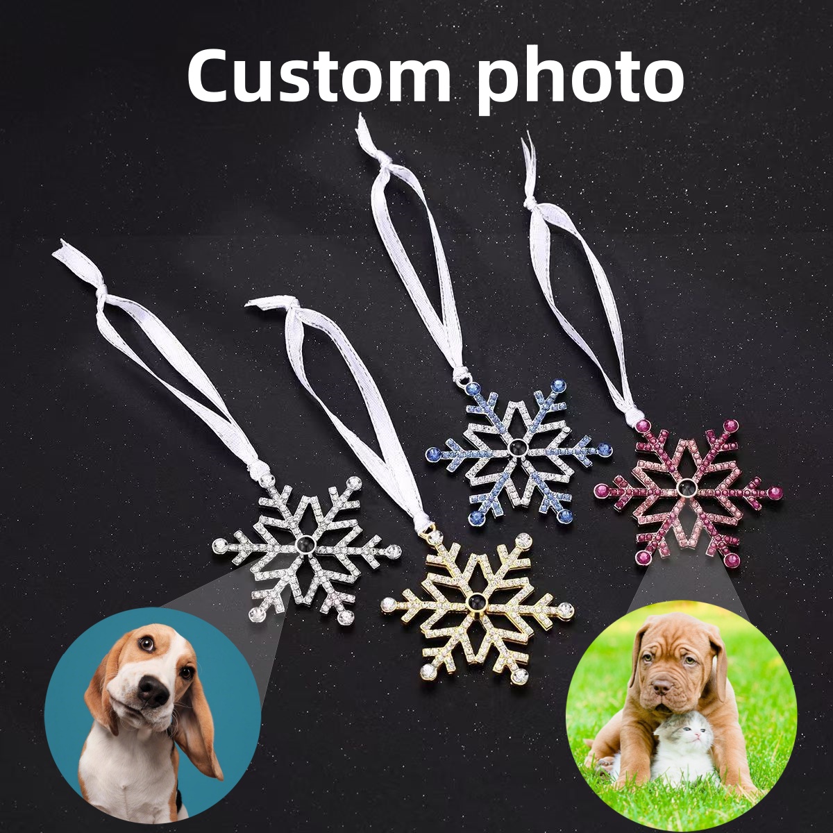 Vintage Fashion Photos - Projection Snowflake Pendant Custom Photo Hanging