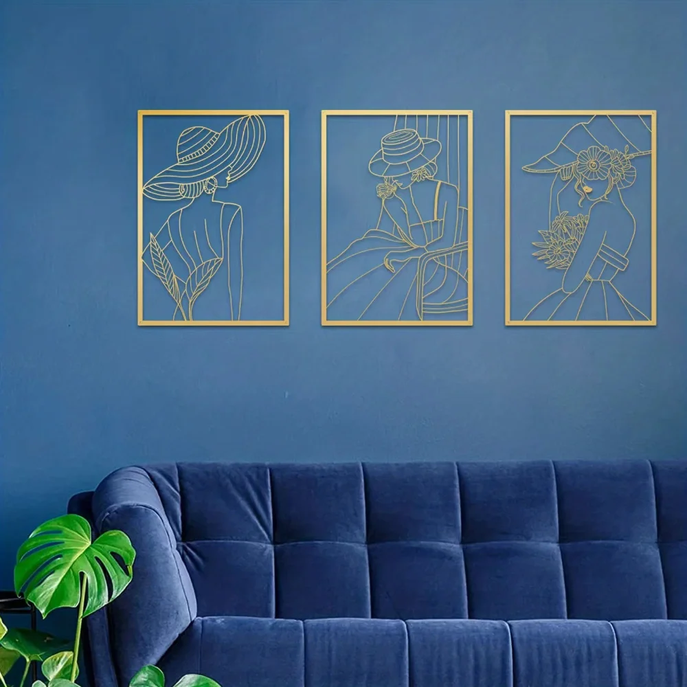 3 Pcs Fashion Lady Metal Wall  - Vintage Fashion Art ulasan dan harga