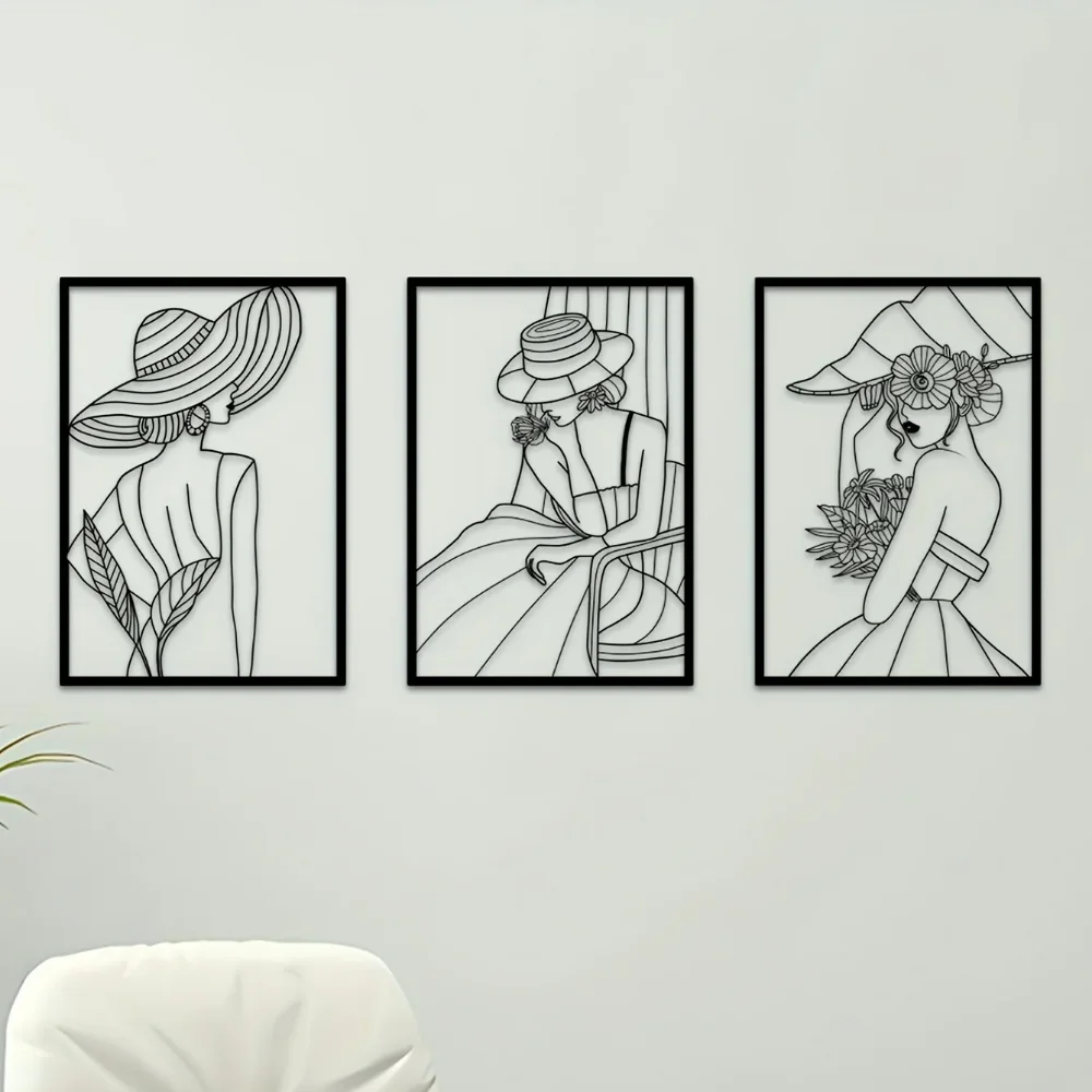3 Pcs Fashion Lady Metal Wall  - Vintage Fashion Art ulasan dan harga