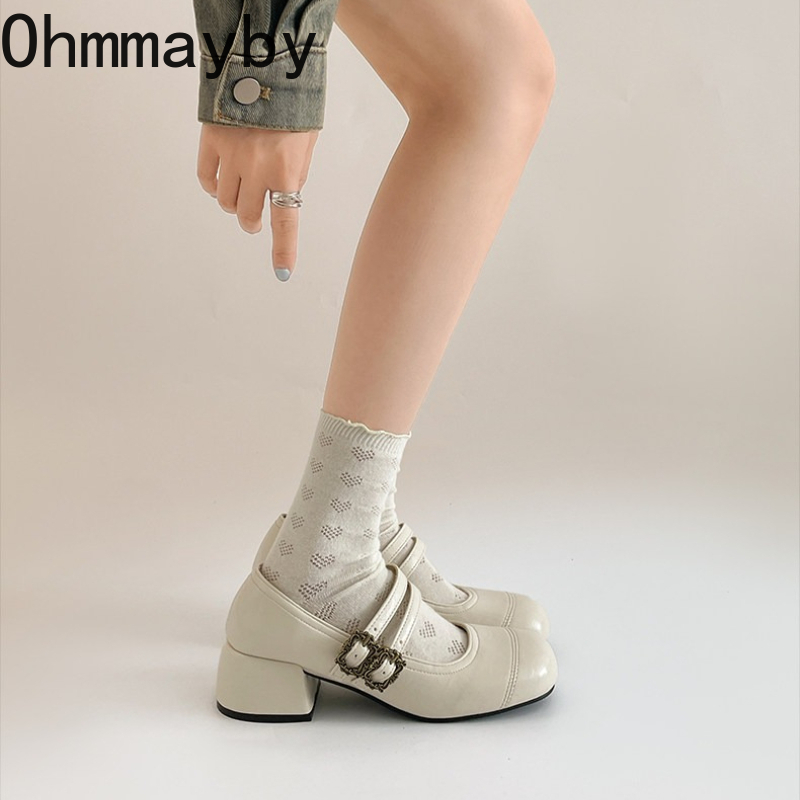 Vintage Thick Heel Women Mary  - Vintage Old Fashion ulasan dan harga