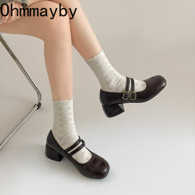 Vintage Thick Heel Women Mary  - Vintage Old Fashion ulasan dan harga