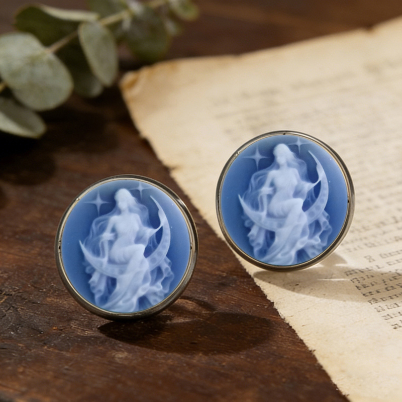 Vintage Cameo Glass Stud Earri - Vintage Victorian Fashion ulasan dan harga