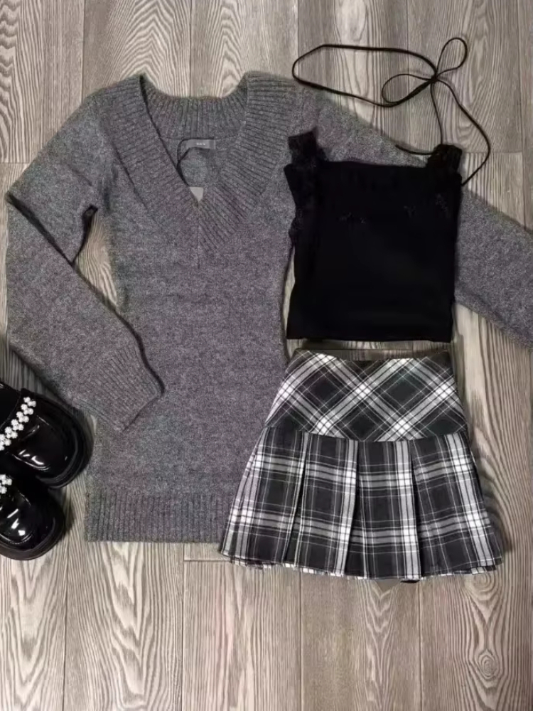 Gothic Y2k Vintage Preppy Styl - V Vintage Fashion ulasan dan harga