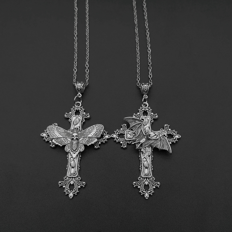 Large Bat Cross Necklace Penda - Vintage Victorian Fashion ulasan dan harga
