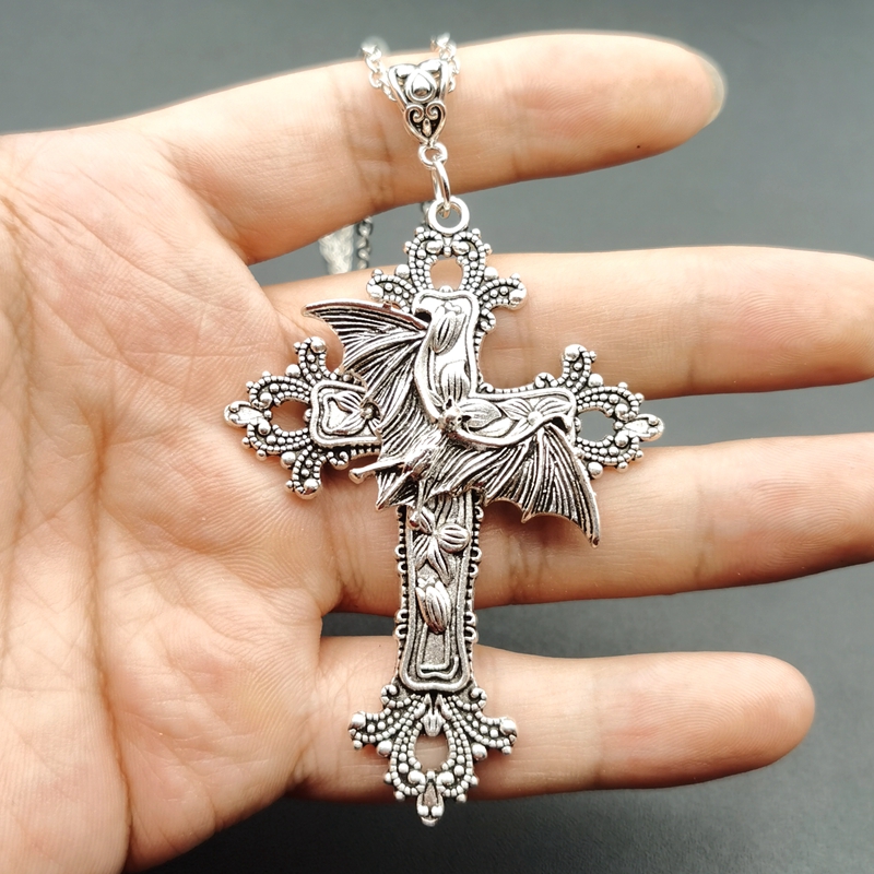 Large Bat Cross Necklace Penda - Vintage Victorian Fashion ulasan dan harga