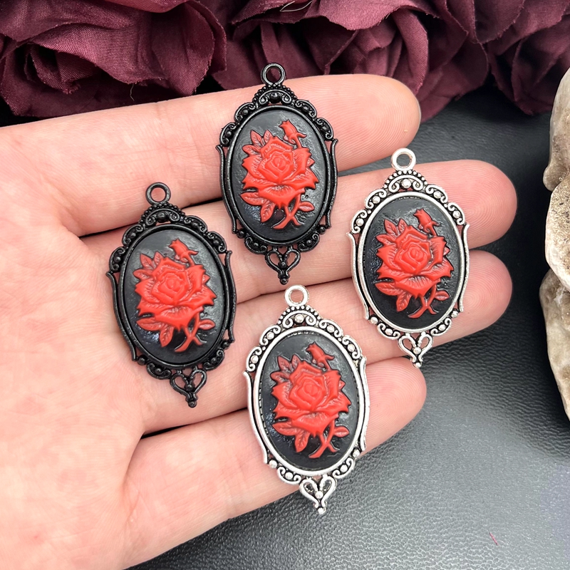 4pcs Gothic Red Rose Cameo Cha - Vintage Victorian Fashion ulasan dan harga