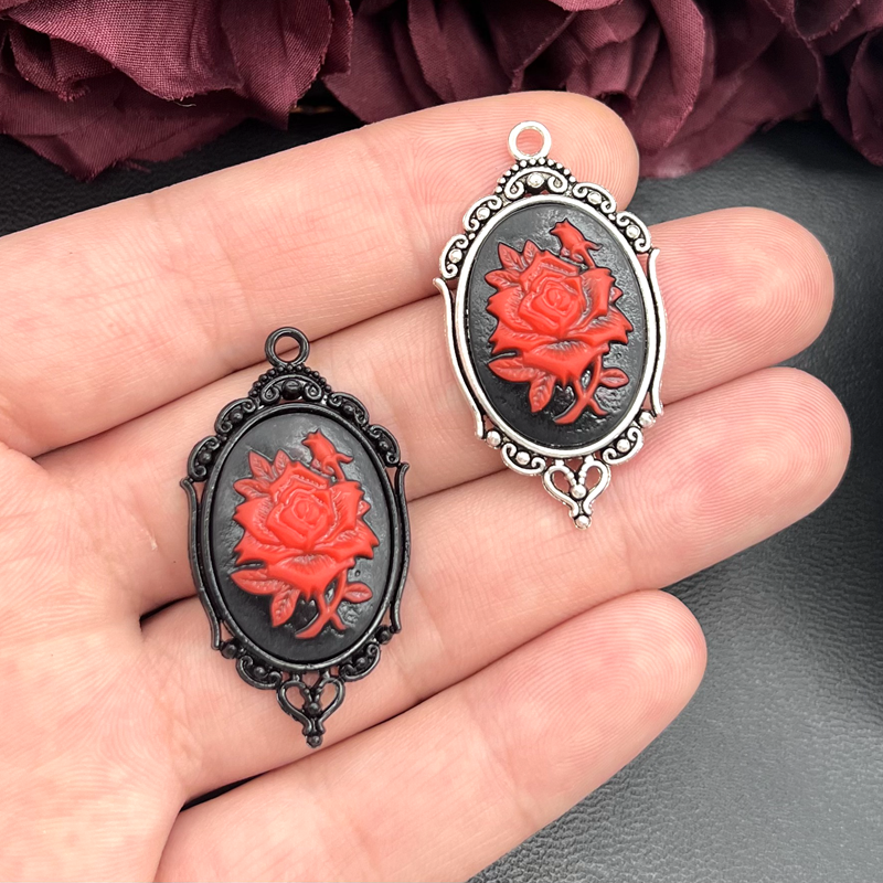 4pcs Gothic Red Rose Cameo Cha - Vintage Victorian Fashion ulasan dan harga