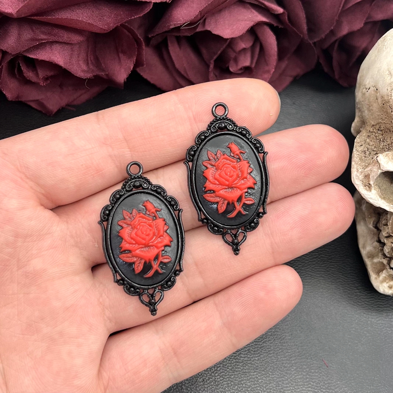 4pcs Gothic Red Rose Cameo Cha - Vintage Victorian Fashion ulasan dan harga