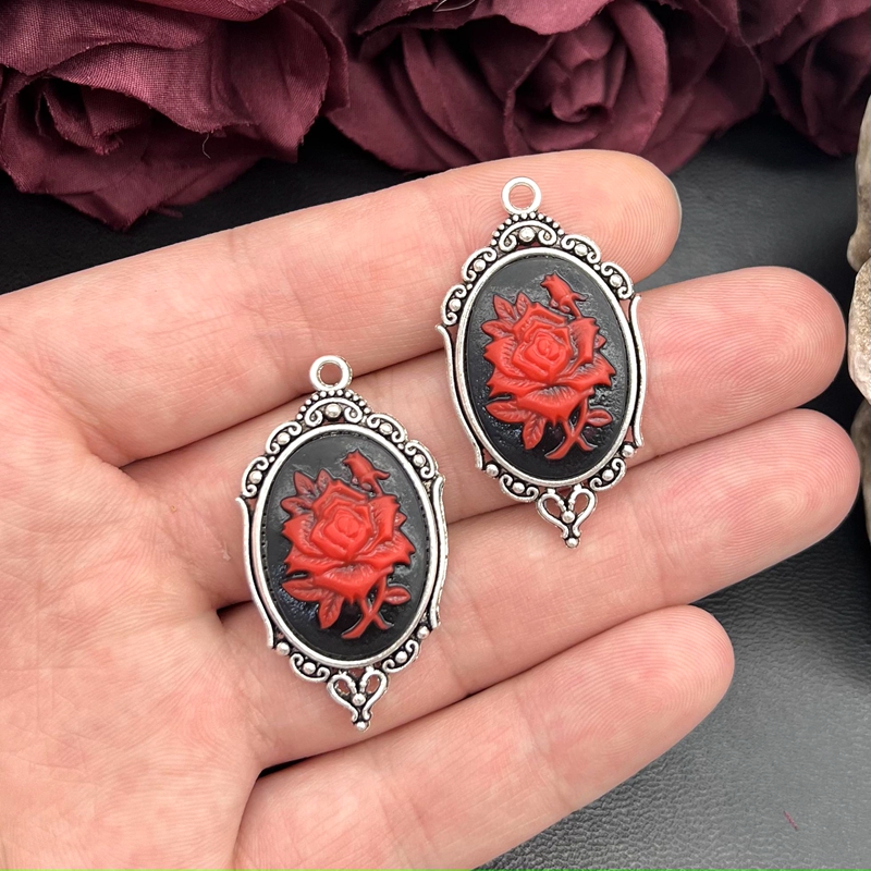 4pcs Gothic Red Rose Cameo Cha - Vintage Victorian Fashion ulasan dan harga
