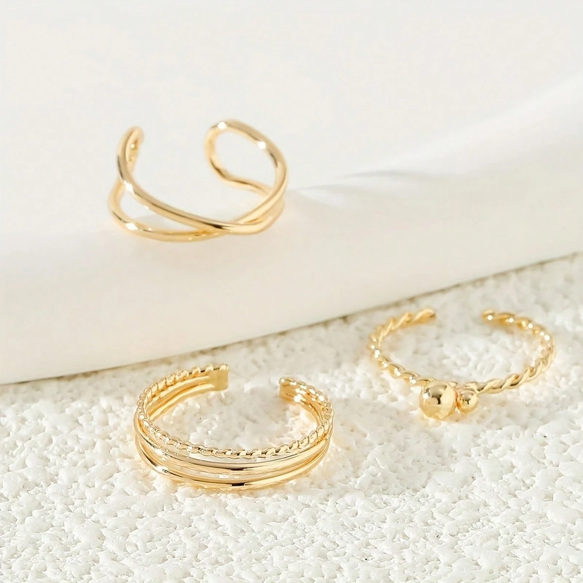 Delicate Golden Toe Rings Set  - Vintage Fashion Rings ulasan dan harga