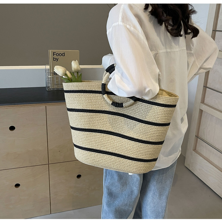striped Tote grass woven bag s - Vintage Fashion Rings ulasan dan harga