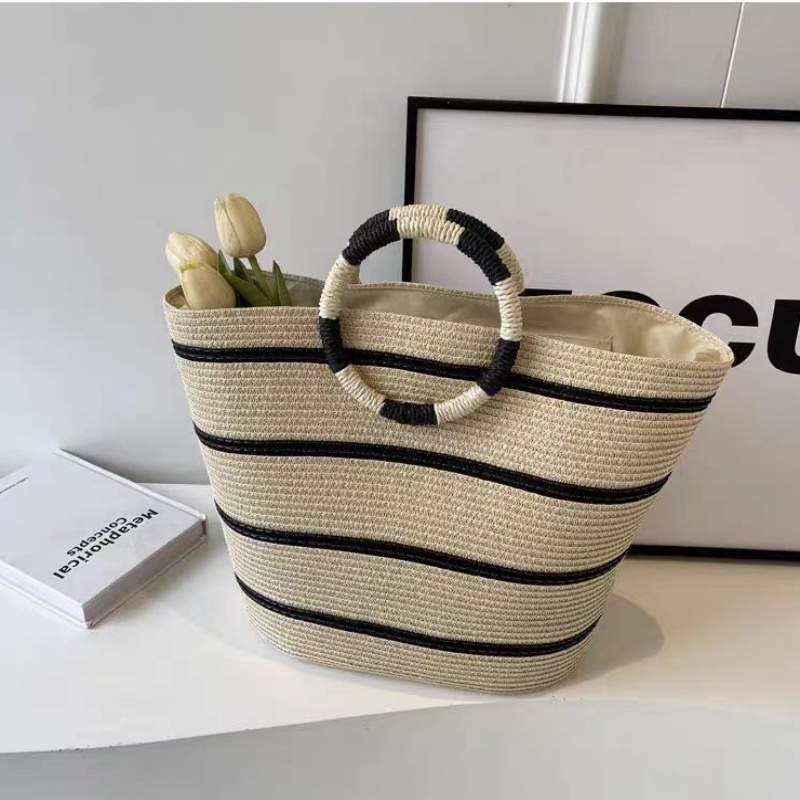 striped Tote grass woven bag s - Vintage Fashion Rings ulasan dan harga